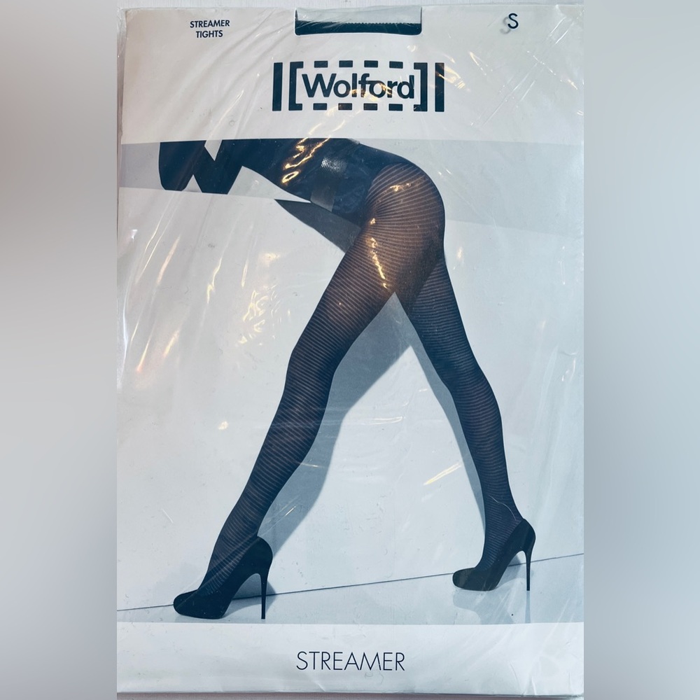 Wolford Women’s ‘Streamer’ 18792 Stripe Pattern Tights. Black. Small.